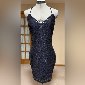 Windsor Midnight Blue Sequin Mini Dress